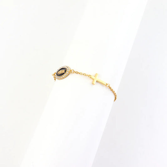 Pulsera Virgencita/Cruz - Acero inoxidable-