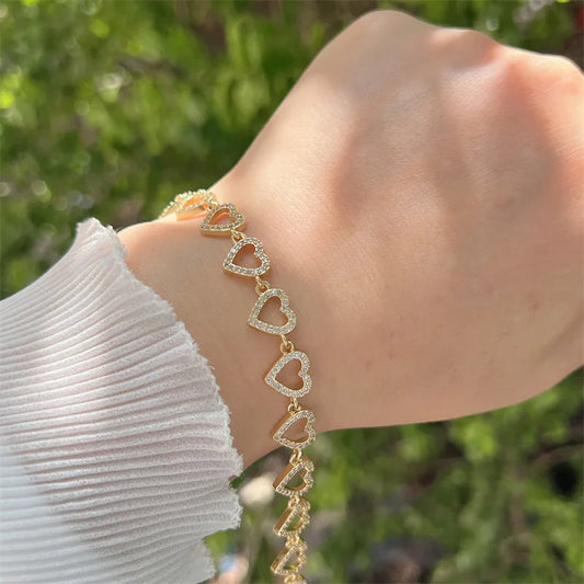 Pulsera corazones zirconias