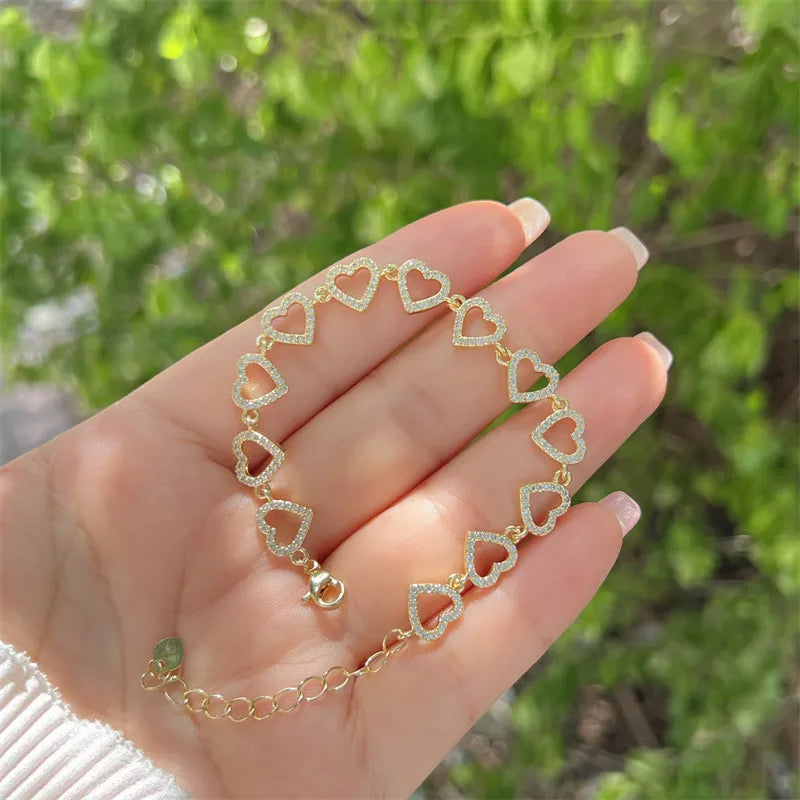 Pulsera corazones zirconias